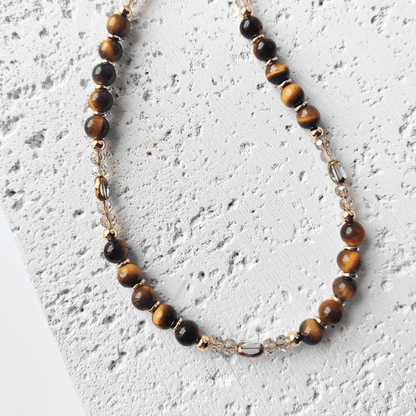 Rantaian Teguh - Tiger's Eye and Crystal Necklace and Glasses Chain (3-in-1)