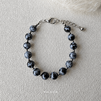 Grounding & Balance snowflake obsidian bracelet
