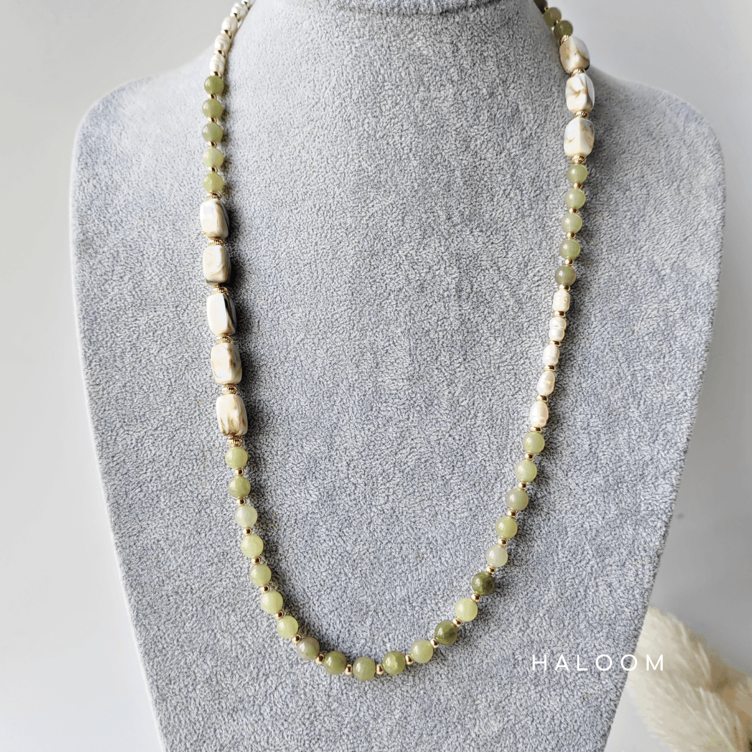 Rantaian Sejahtera - Green Jade Necklace and Glasses Chain