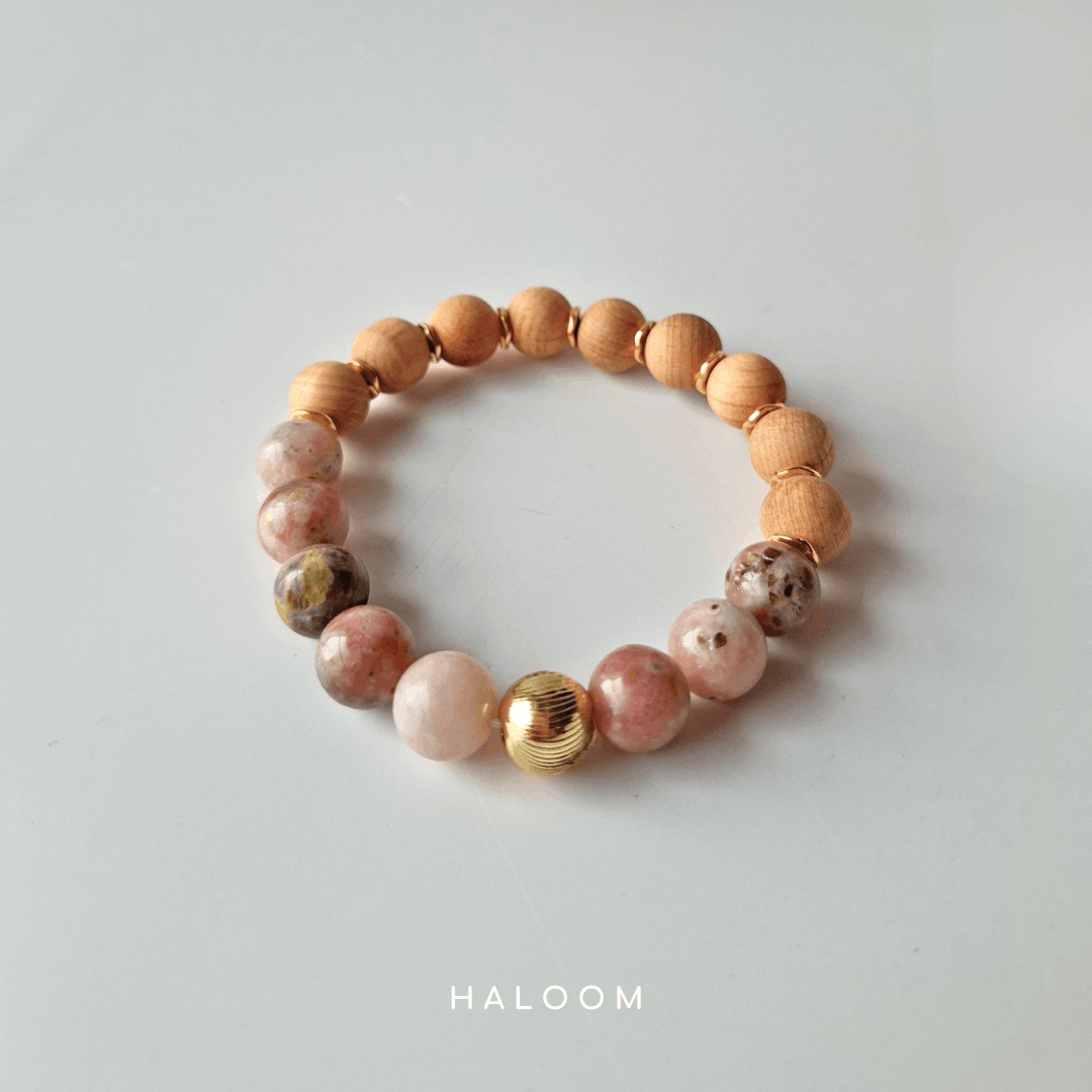 The Rebuilding Bracelet | Cherry Blossom Agate + Sandalwood