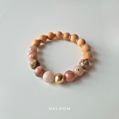 The Rebuilding Bracelet | Cherry Blossom Agate + Sandalwood