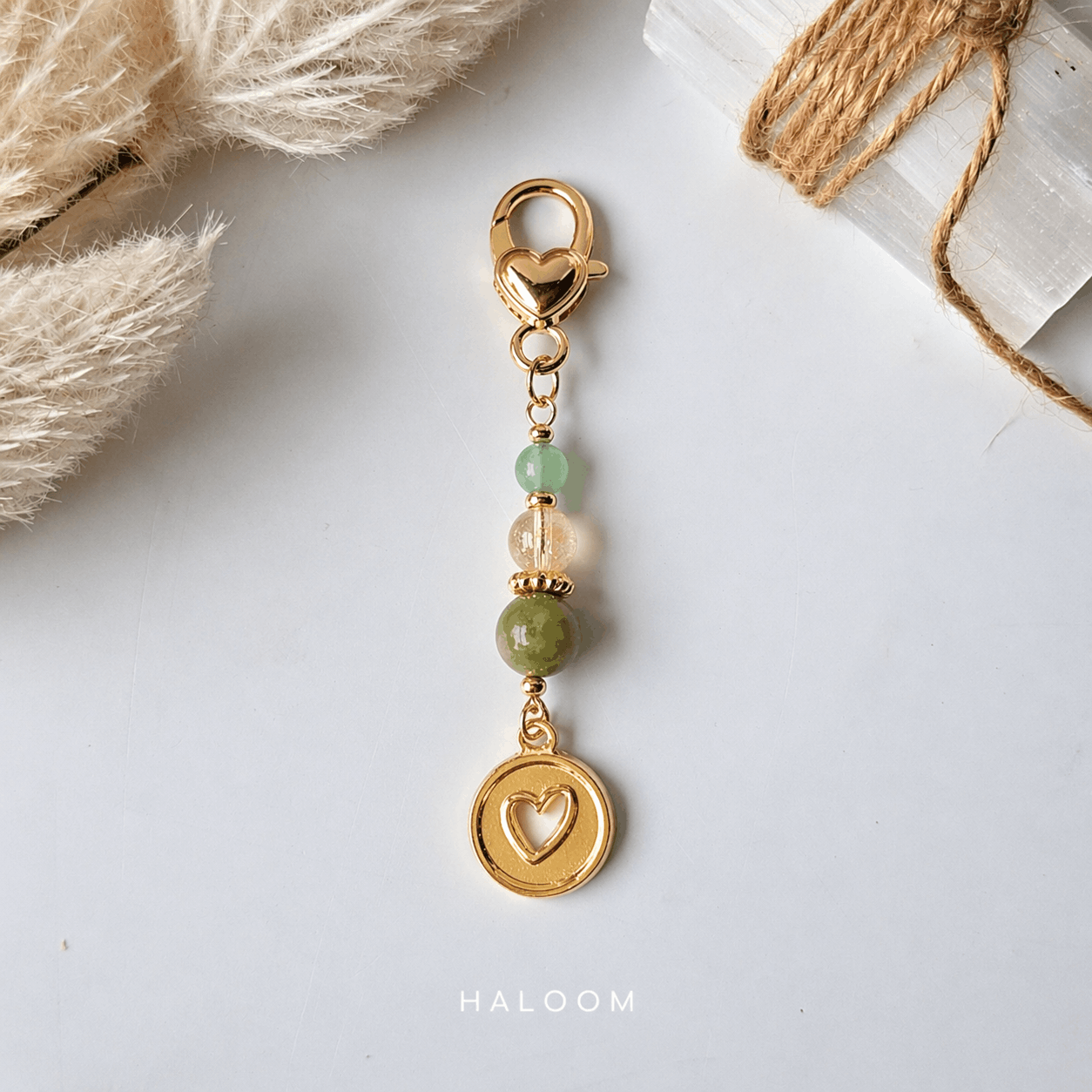 Wealth Intention Charm Drop | Citrine, Pyrite & Jade