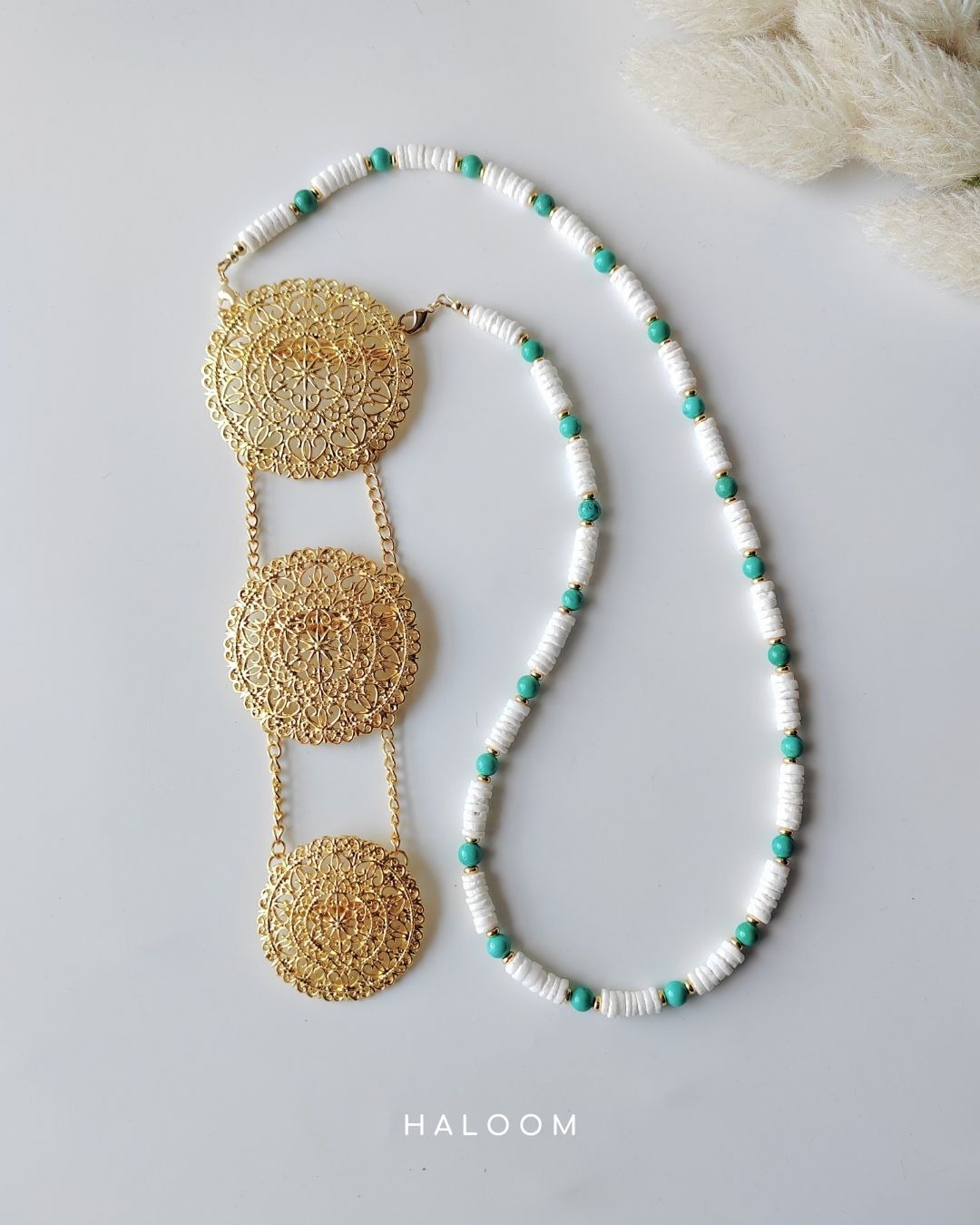 Rantaian Samudra - Coral and Turquoise Necklace and Glasses Chain