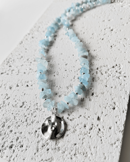 Calm Communication aquamarine necklace.