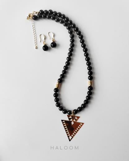 Negative Energy Protection black jade necklace and earrings