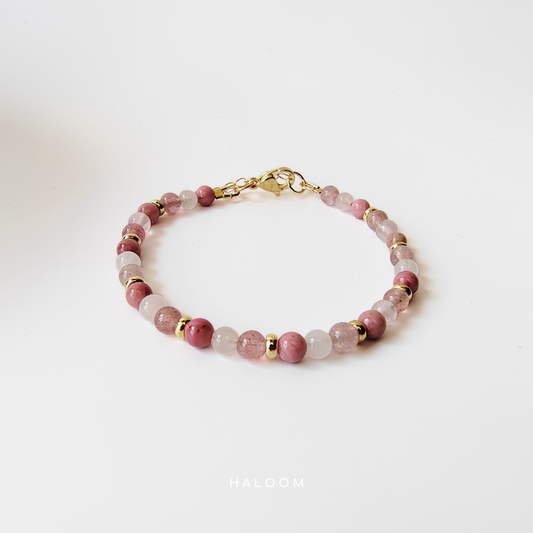 Choose yourself bracelet – rose quartz, rhodochrosite, strawberry quartz