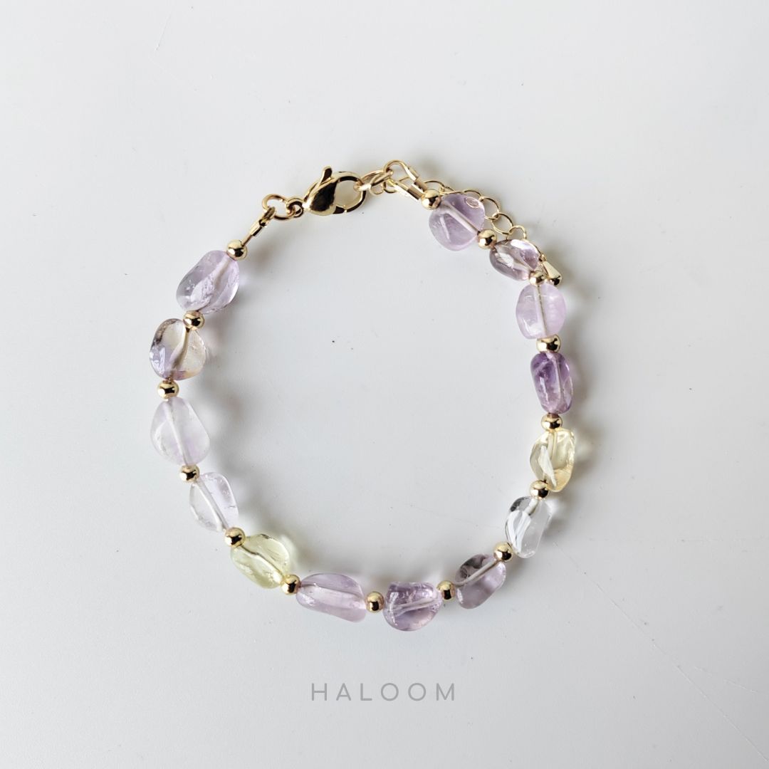 irregular shaped ametrine bracelet top view